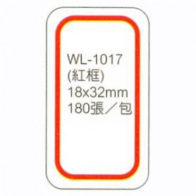 華麗牌 WL-1017自黏標籤18X32mm 紅框