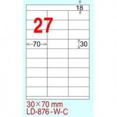 龍德 A4 電腦標籤紙 LD-876-R-A 30*70mm 粉紅色105張入 (27格)