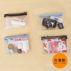 珠友 透明卡片/零錢收納袋/透明拉鍊袋 顏色隨機
