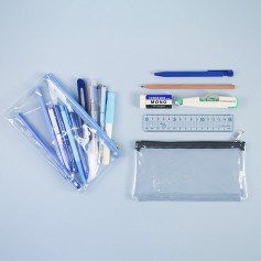 珠友 透明扁型考試筆袋(寬底/加大) 顏色隨機