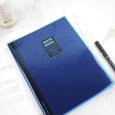 珠友 A4/13K 藍色透明膠皮書套加厚筆記/藍格橫線簿(橫線)-90張