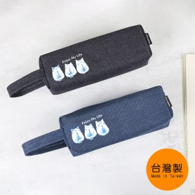 珠友 牛仔手提大筆袋/鉛筆盒