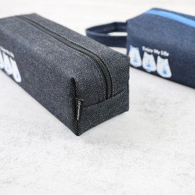 珠友 牛仔手提大筆袋/鉛筆盒