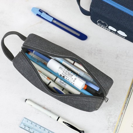 珠友 牛仔手提中筆袋/鉛筆盒