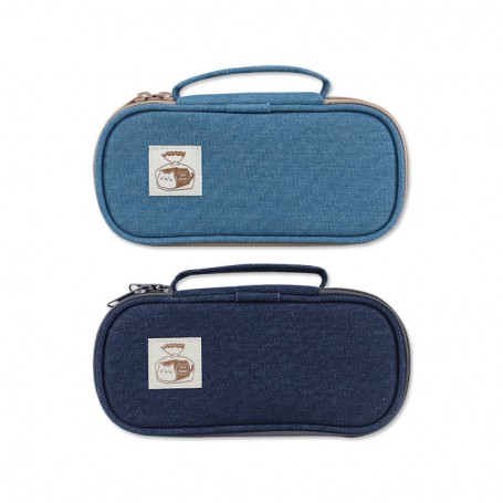 珠友 牛仔手提上翻筆袋/鉛筆盒/隨身筆袋