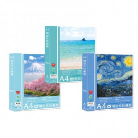 珠友 A4/13K 4孔明信片珍藏冊/4x6和6x8卡片收納/收集冊/4格+2格-15張