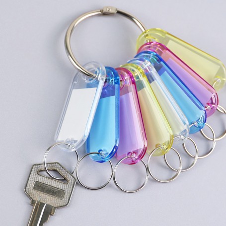 珠友 鑰匙吊牌/置物櫃鑰匙分類牌/房間吊牌鑰匙圈/透明-8入