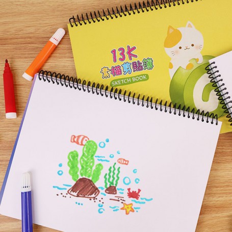 珠友 13K 圈裝素描剪貼簿/美術繪圖本/剪貼塗鴉-20張
