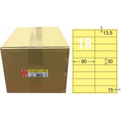 龍德 LD-847-Y-B A4三用電腦標籤 色模造材質 淺黃色 30x90mm 18格 1000 大張