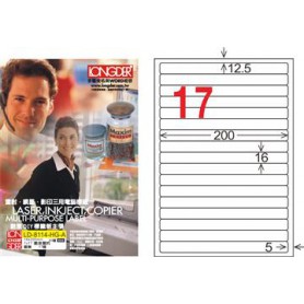 龍德 LD-8114-HG-A A4三用電腦標籤 亮面防水相片噴墨材質 白色 16x200mm 17格 105 大張