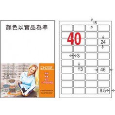 龍德 LD-8115-HG-C A4三用電腦標籤 亮面防水相片噴墨材質 白色 24x46mm 40格 20 大張