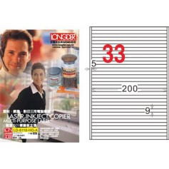 龍德 LD-8118-HG-A A4三用電腦標籤 亮面防水相片噴墨材質 白色 9x200mm 33格 105 大張