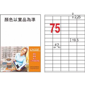 龍德 LD-8111-HG-C A4三用電腦標籤 亮面防水相片噴墨材質 白色 19.5x42mm 75格 20 大張