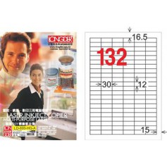 龍德 LD-893-HG-A A4三用電腦標籤 亮面防水相片噴墨材質 白色 12x30mm 132格 105 大張