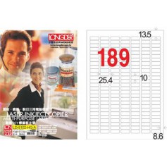 龍德 LD-8102-HG-A A4三用電腦標籤 亮面防水相片噴墨材質 白色 10x25.4mm 189格 105 大張