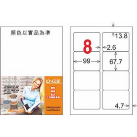 龍德 LD-862-HG-C A4三用電腦標籤 亮面防水相片噴墨材質 白色 67.7x99mm 8格 20 大張