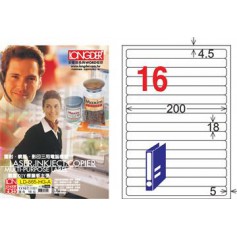 龍德 LD-865-HG-A A4三用電腦標籤 亮面防水相片噴墨材質 白色 18x200mm 16格 105 大張
