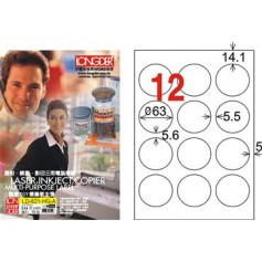 龍德 LD-821-HG-A A4三用電腦標籤 亮面防水相片噴墨材質 白色 63mm 12格 105 大張