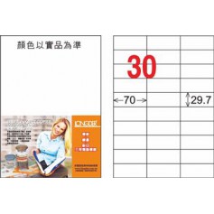 龍德 LD-834-HG-C A4三用電腦標籤 亮面防水相片噴墨材質 白色 29.7x70mm 30格 20 大張