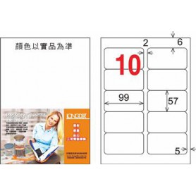 龍德 LD-814-HG-C A4三用電腦標籤 亮面防水相片噴墨材質 白色 57x99mm 10格 20 大張