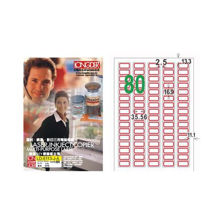 龍德 LD-8113-J-A A4三用電腦標籤 白色 16.9x35.56mm 80格 105 大張
