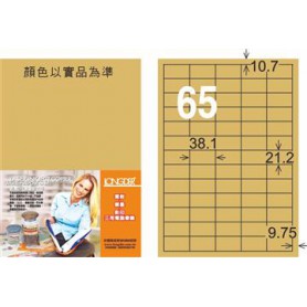 龍德 LD-806-C-C A4三用電腦標籤 色模造材質 牛皮紙 21.2x38.1mm 65格 20 大張