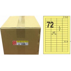 龍德 LD-8112-Y-B A4三用電腦標籤 色模造材質 淺黃色 15x45mm 72格 1000 大張