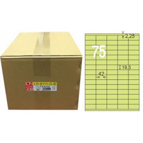 龍德 LD-8111-G-B A4三用電腦標籤 色模造材質 淺綠色 19.5x42mm 75格 1000 大張
