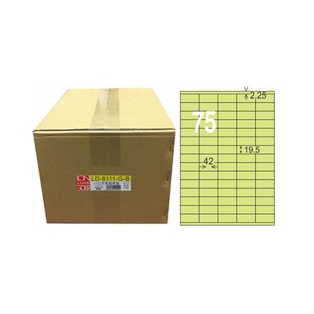 龍德 LD-8111-G-B A4三用電腦標籤 色模造材質 淺綠色 19.5x42mm 75格 1000 大張