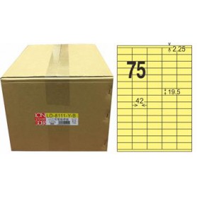 龍德 LD-8111-Y-B A4三用電腦標籤 色模造材質 黃色 19.5x42mm 75格 1000 大張
