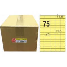 龍德 LD-8111-Y-B A4三用電腦標籤 色模造材質 黃色 19.5x42mm 75格 1000 大張