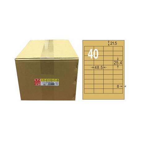 龍德 LD-8109-C-B A4三用電腦標籤 色模造材質 牛皮紙 25.4x48.5mm 40格 1000 大張