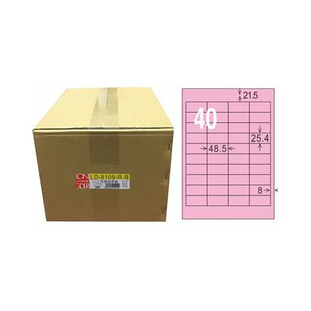 龍德 LD-8109-R-B A4三用電腦標籤 色模造材質 粉紅色 25.4x48.5mm 40格 1000 大張