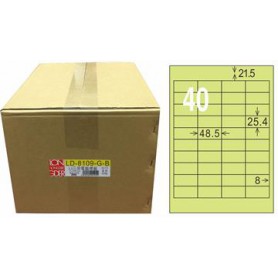 龍德 LD-8109-G-B A4三用電腦標籤 色模造材質 淺綠色 25.4x48.5mm 40格 1000 大張