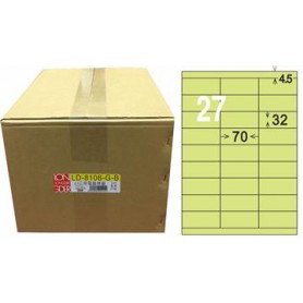 龍德 LD-8108-G-B A4三用電腦標籤 色模造材質 淺綠色 32x70mm 27格 1000 大張