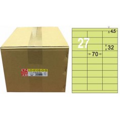 龍德 LD-8108-G-B A4三用電腦標籤 色模造材質 淺綠色 32x70mm 27格 1000 大張