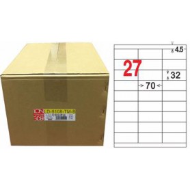 龍德 LD-8108-TM-B A4三用電腦標籤 PET半透明霧面材質 半透明 32x70mm 27格 750大張