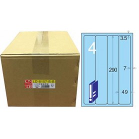 龍德 LD-8107-B-B A4三用電腦標籤 色模造材質 淺藍色 290x49mm 4格 1000 大張