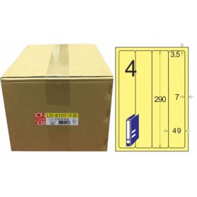 龍德 LD-8107-Y-B A4三用電腦標籤 色模造材質 淺黃色 290x49mm 4格 1000 大張