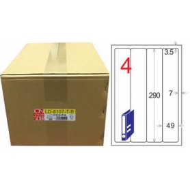 龍德 LD-8107-T-B A4三用電腦標籤 透明PVC材質 透明 290x49mm 4格 1000 大張