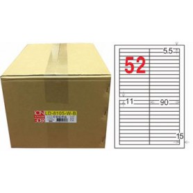 龍德 LD-8105-W-B A4三用電腦標籤 白色 11x90mm 52格 1000 大張