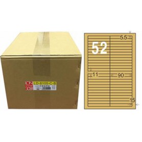 龍德 LD-8105-C-B A4三用電腦標籤 色模造材質 牛皮紙 11x90mm 52格 1000 大張