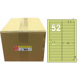 龍德 LD-8105-G-B A4三用電腦標籤 色模造材質 淺綠色 11x90mm 52格 1000 大張
