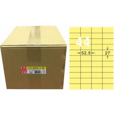 龍德 LD-899-Y-B A4三用電腦標籤 色模造材質 淺黃色 27x52.5mm 44格 1000 大張