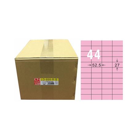 龍德 LD-899-R-B A4三用電腦標籤 色模造材質 粉紅色 27x52.5mm 44格 1000 大張