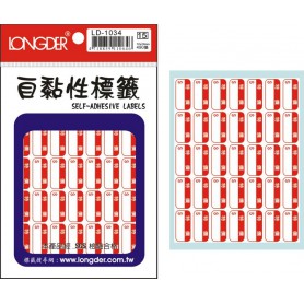 龍德 LD-1034 自黏性標籤 白模造材質 紅色 22x12mm 56格 490張/包