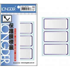 龍德 LD-3014 保護膜標籤 白模造+透明特多龍 白色 34x73mm 3格 30張/包