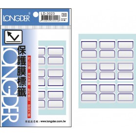 龍德 LD-3023 保護膜標籤 白模造+透明特多龍 白色 30x25mm 9格 90張/包