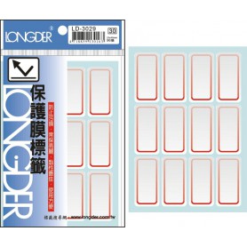 龍德 LD-3029 保護膜標籤 白模造+透明特多龍 白色 42x21mm 12格 96張/包