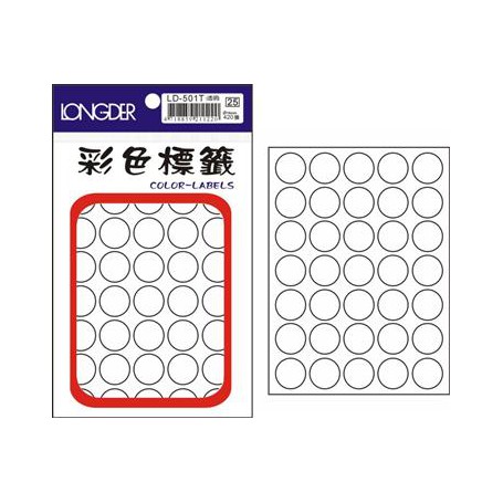龍德 LD-501T(透明) 彩色標籤 透明PET材質 透明 16mm 35格 420張/包